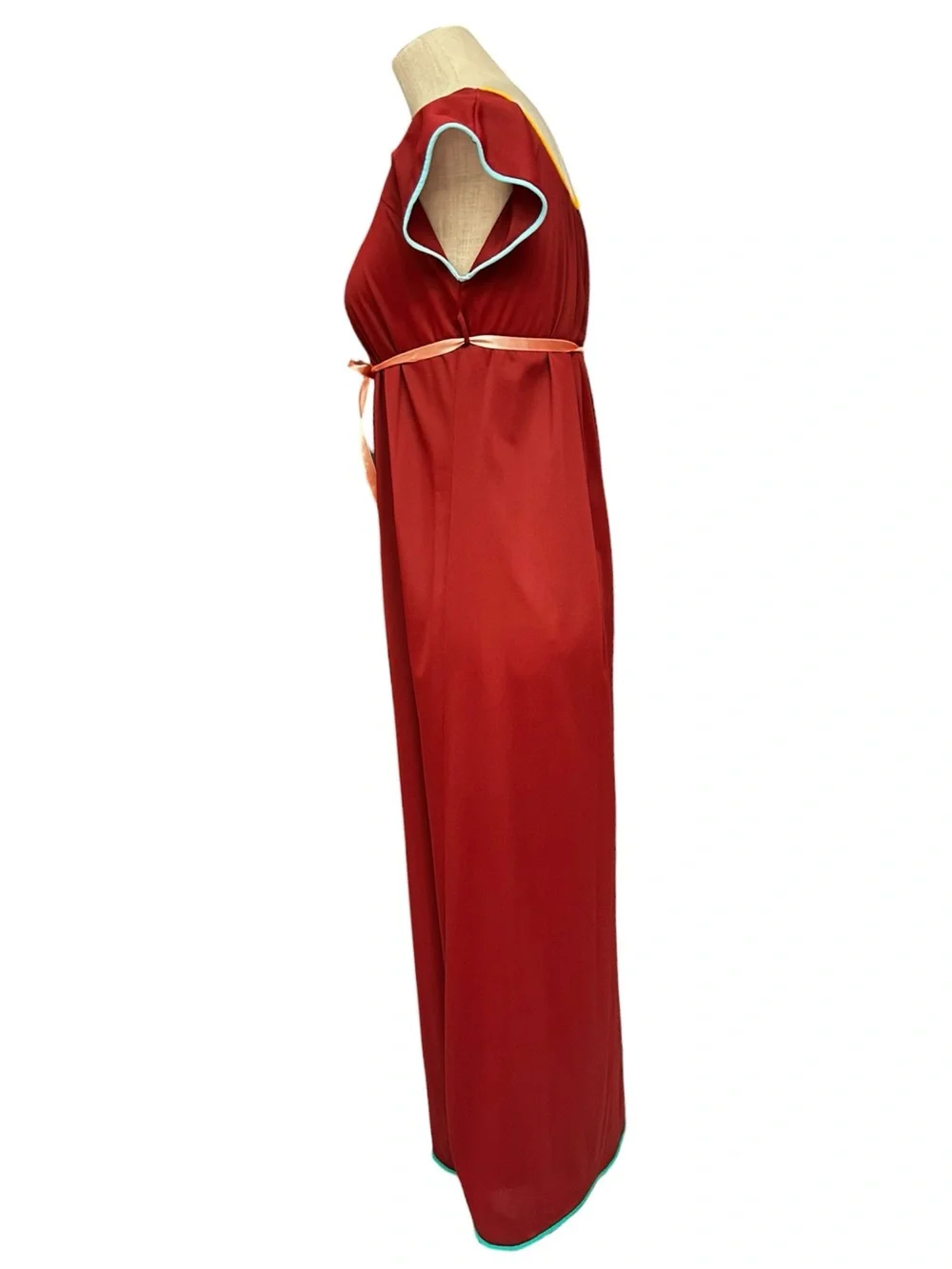 Vintage Red Nylon House Dress Caftan Lounge Dress One Size - Picture 3 of 11